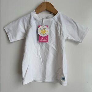 RuggedButts‎ Short Sleeve Rash Guard Kids 3T White swim shirt UPF 50+ NEW